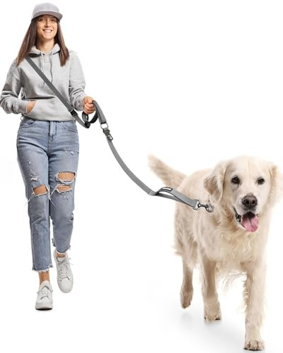 WANFIRE Hands Free Dog Lead, Heavy Duty 2.9M Long Dog Belt, Tangle Free Reflective Waist Lead, Crossbody Dog Lead with Safety Buckle for Medium & Large Dogs Running,Training (1.8-2.9M).