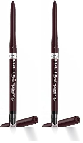 L'Oréal Paris Wasserfester Eyeliner mit Gel-Formel und integriertem Schwamm für gelungene Smokey Eyes, 36h Halt, Infaillible Gel Automatic Grip Liner, Brown Demin (Braun), 1 Stück (Packung mit 2)