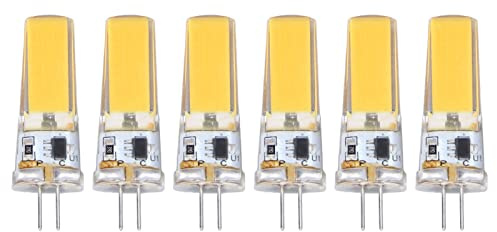 Locadence 6Pcs Ampoules LED G4, Lampe COB à Intensité Variable 9W, Ampoules LED G4 de Luminosité 220V 500LM pour Lustres, Plafonniers, Lampes de Ventilateur de Plafond (Lumière chaude)