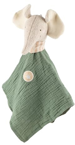 Sigikid Schmusetuch Baby Schnuffeltuch Kuscheltuch Kuscheltier Geschenk (Elefant) | Grünes Baby Schmusetuch mit Elefantenkopf aus Baumwollfleece – leichtes Musselin mit Crinkle-Optik zum Kuscheln und Nuckeln