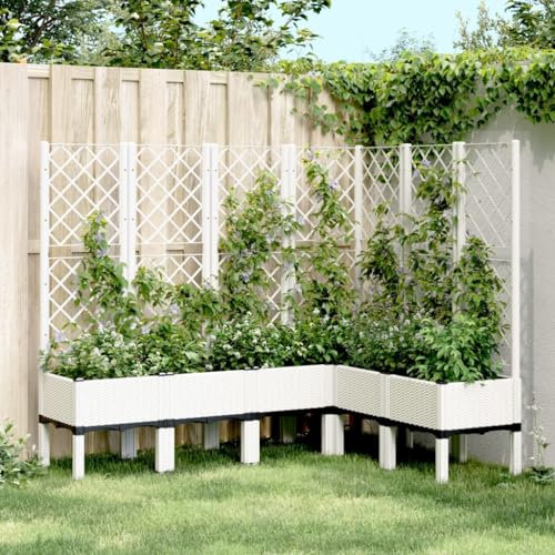 ShGaxin Fioriera con traliccio PP Bianco 160x120x142 cm, Giardino Urbano Terrazza, Fioriere Esterne, Giardinaggio Fioriere, Tavolo Da Coltivo, Giardino In Casa - 367939