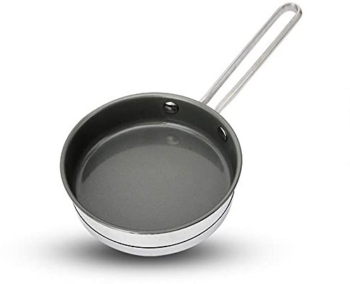 MYVVKIA Frying Stainless Steel Frying pan, Ceramics, for All hobs Including Induction, Metal Handle,Oven, Portable, 14cm,Silver pan