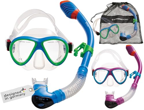 DYNAMICNORD – La Gomera Pro Jr. - Set da Snorkeling per Bambini – Progettato in Germania – Set da Immersione professionale in silicone per bambini con boccaglio asciutto, Combo Set Junior