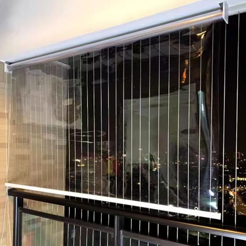 Persianas Enrollables Transparente Exterior,Estor Enrollable Impermeables de Pvc,Cortinas a Prueba de Viento y Polvo,Cortina Enrollable para el Hogar,Ventanas,Puertas,Baños (W95xH180cm/W37xH71)