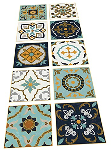 MOLUCKFU Vintage Fliesenaufkleber 10 Stück Selbstklebend Abwischbar Vinyl Fliesen Dekor für Küche Bad Zuschneidbar Abziehbar Wandtattoo Wanddekoration