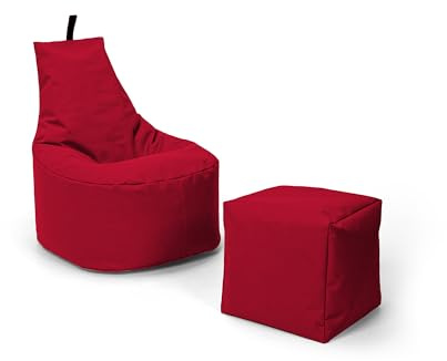 Nadimaideal Sitzsack XL - XXL für Kinder, Teenager & Erwachsene | Indoor & Outdoor | bereits gefüllt | Sitzsack Gaming | Füllung EPS Perlen (Rot, XXL - Durchmesser 80 cm für Erwachsene)