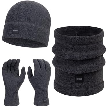 Indicode Herren INGjert Winter-Set Wintermütze, Schal und Handschuhe | Winter-Set mit Strickmütze, Schal und Handschuhen für kalte Tage, Wintermütze, Winterschal, Winteraccessoires für Männer
