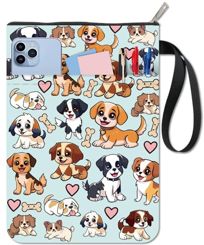 craspire Hunde Buchhülle Mit Reißverschluss Zusätzliche Tasche wasserdichte Tasche Herzschutz Tragbares Seil Doppelseitiger Einband Für Bücher Hardcover Notizbuch Bibeltagebuch Lehrbuch Taschenbuch