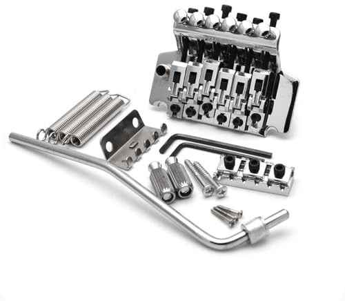 ROZILO Chrome Electric Guitar Tremolo Bridge with Bar Double Strat Locking for Floyd Rose Type