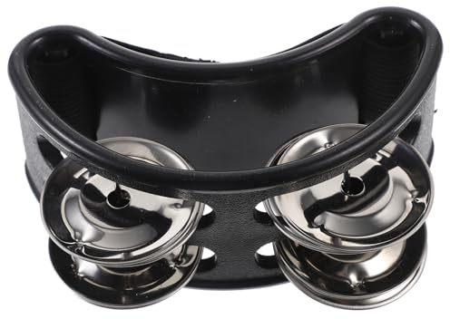 Yardwe Fußtamburin mit 2 Reihen Nickelfarbener Metallglöckchen Abs und Nylon Passt über Fuß für Akustische Satz und Jam Sessions