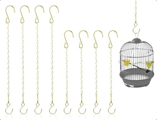 AOYEGIC 8 stycken blomampelkedjor, hängande korgar metallkedjor med krok, används för fågelhus, planteringskärl, lyktor, vindspel, biljbräda (guld, 29 cm och 54 cm)