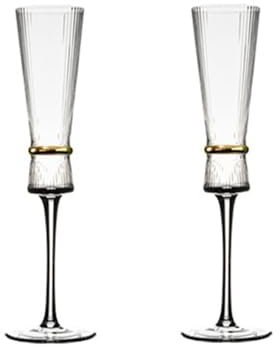 ZKALQECNF Champagnerkelch Champagnerflöte, 2 Stück, Champagnergläser mit Goldrand und schmaler Taille, Fassungsvermögen 161 ml, for die Buchung von Hochzeitsbanketten Sektgläser