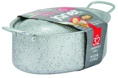 OISE ART STORE Trade Shop - Casseruola Ovale con Coperchio 2 Manici 32cm Rivestimento Antiaderente 7 Strati 042771m -