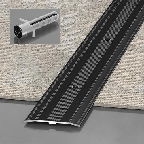 Tira Del de Puerta con Tornillos Y Clavos, Tapajuntas de Aluminio para Puertas, Tiras de Transición, Barra de Moldura para Bordes de Alfombra a Baldosa/Black