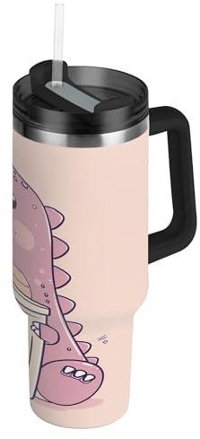 RPLIFE Vaso de té de burbujas con asa, botella de agua de 40 onzas con popote, vasos de acero inoxidable para mujeres y hombres de viaje