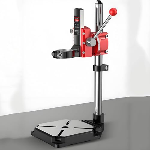RKXKJ Bench Drill Press, Heavy Duty Drill Press Stand for Hand Drill, 90° Swivel Clip, High Precision, Cast Iron Base, Rotation, Power Drilling, Grinding and Cutting