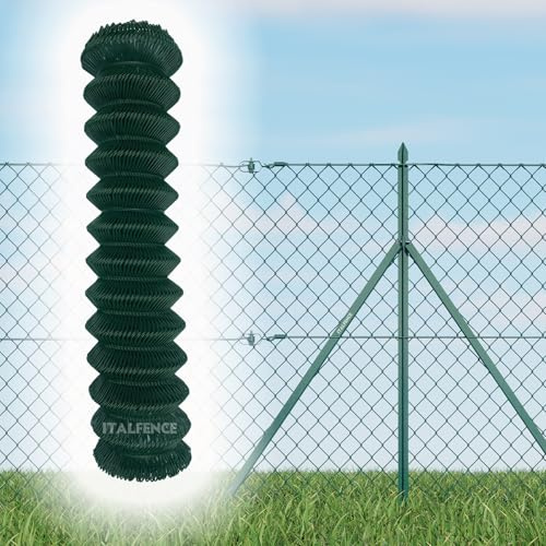 Italfence - Rete metallica per recinzioni, rete romboidale a maglia sciolta plastificata verde, 25m (Disponibili tutte le altezze) [Ø2,40mm, 175cm]