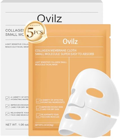 5 Pezzi Maschera Collagene Viso,Maschere Trattamento Viso,Idratante Maschera Lenitive Skincare,Portatile Maschere Rassodante E Idratante,Per La maggior parte dei tipi di pelle