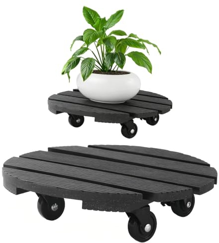 Rouleau Rond WPC pour Plantes,Dessous de Support à roulettes,Plateaux Roulants pour Plantes,Supports de Pots de Fleurs à roulettes,Convient pour Déplacer des Pots de Fleurs Lourds,30x30cm
