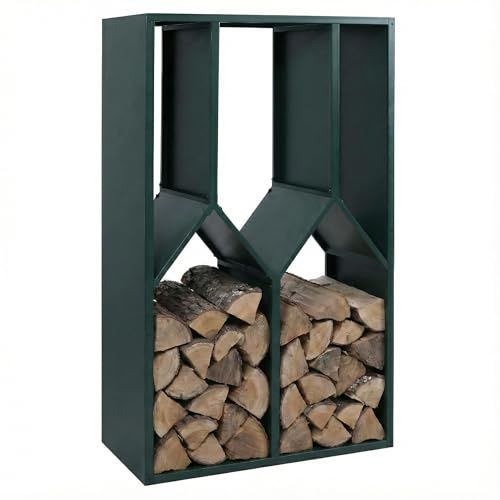 Mendler Brennholzlager HWC-P76, Kamin-/Feuerholzregal Holzlager Holzunterstand Outdoor Metall 160x95x50cm - grün
