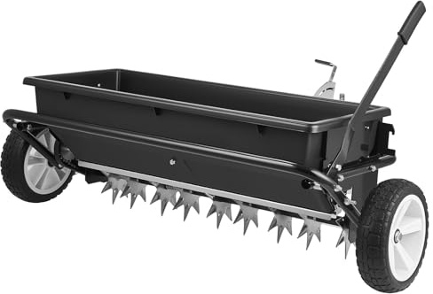 VEVOR Aireador de Césped con Esparcidor, Ancho de Esparcimiento de 81 cm, Carro Esparcidor con Púas Escarificadoras, Capacidad de Carga 45 kg, Remolcable para Tractores ATVs UTVs, para Jardín Césped