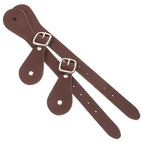 Luxshiny Verstellbare Westernriemen aus Pu Leder 2 Stück Braune Sporenriemen für Herren und Damen Tragbar und Vintage Stil für Reittraining und Wettbewerbe