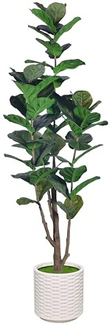 ZKIODV 210 cm konstgjord violin med kruka, konst-ficus lyrata, stor | Konstgjort träd, konstträd som äkta med naturlig stam, realistiska blad, inomhusväxt stor för vardagsrum kontor dekoration