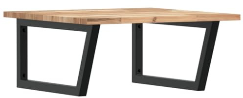 Yisssmeng Étagère de lavabo murale 60 x 60 cm en bois d'acacia et acier noir - Design moderne - Étagère robuste pour lavabo à main, petite salle de bain, invités, WC, salon, cuisine