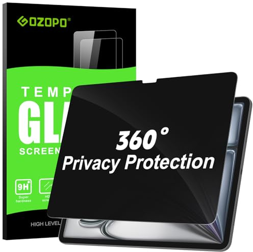 GOZOPO 360° Sichtschutz Folie für iPad Air 13 (M4/M3/M2, 2026/2025/2024) | 4-Wege Anti-Spy Panzer Schutz Glas Displayschutz für iPad Pro 13'' (M5/ M4, 2025/2024)