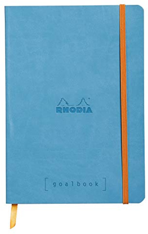 Rhodia 117747C - Notizheft - Goalbook Rhodiarama DIN A5 (14,8x23cm), mit flexiblem Einband, 120 Blatt elfenbein 90g, Dot - punktkariert, Türkis, 1 Stück