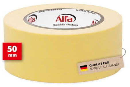 Alfa Feinkrepp EASY - Hochwertiges, nässeresistentes, reißfestes Malerfeinkrepp (50 mm x 50 m, 8 Rollen)
