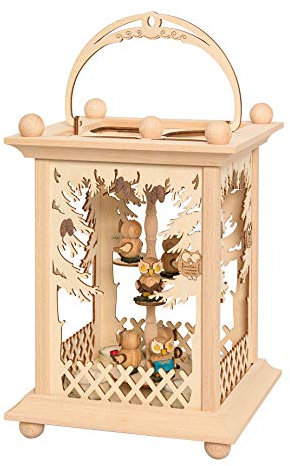 Kuhnert Pyramidenlaterne - Wald & Eulen - Mix aus Weihnachtspyramide und Laterne - Maße: 22x22x30cm - Made in Germany