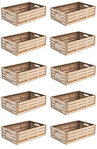 10x Faltbox im Holzdesign 60x40x16 * Klappbox für Obst, Gemüse * Obstkiste Gemüsekiste Holz Optik