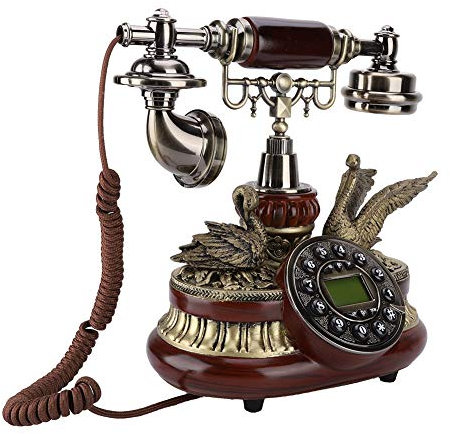 Téléphone Filaire rétro,Telephone Fixe à Cadran Rotatif,Téléphone Classique avec Répondeur,Ancien Telephone avec Affichage ID de l'Appelant, Suppression de Bruit, IP Auto pour Décoration Maisons