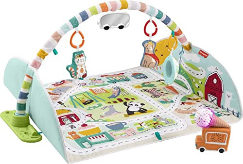 Fisher-Price GJD41 - Jumbo Abenteuer Spieldecke mit Musik, Lichtern und Fahrzeugen, Babyspielzeug für Babys und Kleinkinder ab der Geburt