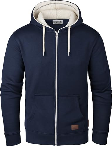 Grin&Bear Huvjacka för män | huvtröja med fleece inuti | GEC490, Navy2, S