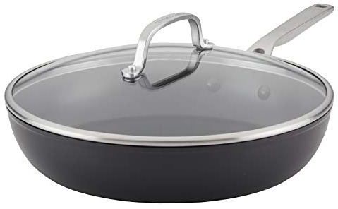 KitchenAid Hard Anodized Induction Nonstick Fry Pan/Skillet with Lid, 12.25 Inch, Matte Black