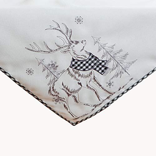 Raebel OHG Tischwäsche Stickerei Applikation Hirsch Weihnachten Winter (85 x 85 cm, Schwarz)