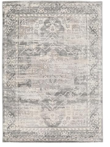 RugVista Miran Teppich, 200 x 300 cm, Grau | Rechteckig, Niedriger Stapel, Nur chemische Reinigung, Oeko-Tex 100, Wohnzimmer, Esszimmer, Schlafzimmer, Küche