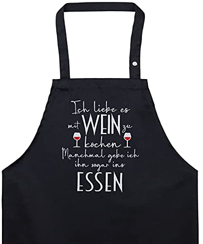EXPRESS-STICKEREI Schürze Alkohol - Spruch lustige Kochschürze Grillschürze für Damen/Männer mit Gestickter Spruch Verstellbare Latzschürze Küchenschürze Geschenk Weinliebhaber Biertrinker
