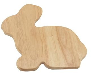 apollo THE HOUSEWARES BRAND Rabbit Board, Natural Hevea Wood | Novelty Bunny Shape, Serving & Chopping Board for Easter, Cheese, Nibbles, 24x20cm
