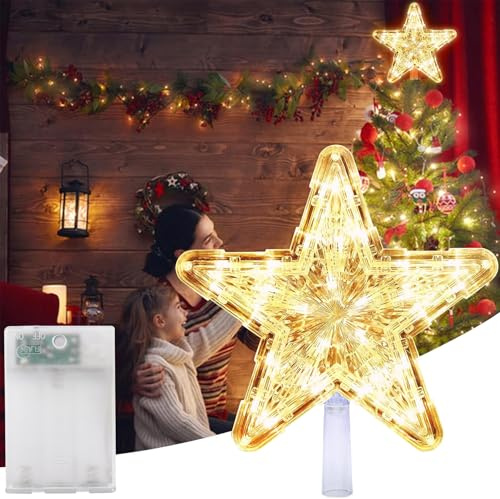 Weihnachtsbaum Stern,LED Stern Weihnachtsbaum Topper,Weihnachtsbaumspitze Topper Star,Funkelnden Sterne,Topper Lichter,Baumkronen Lampe,Weihnachtsbaumspitze Dekoration,Weihnachten Dekoration LED