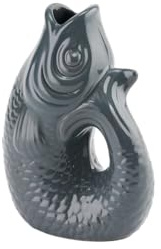 Gift Company Vase Monsieur Carafon XS, Dekovase in Fisch-Form, Steingut, Grau, 13 cm, 1087402004