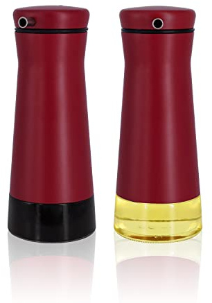 Aelga Red Oil And Vinegar Dispenser Set - 2 Pack Oil Dispenser Bottle for Kitchen with No-Drip- Red Kitchen Decor and Accessories for Home Restaurants Weddings