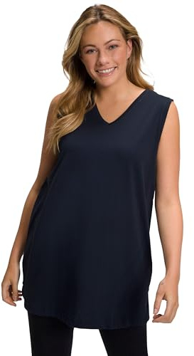 Ulla Popken Basic-V-Top T-Shirts, Navy Blau, 48-50 Femme