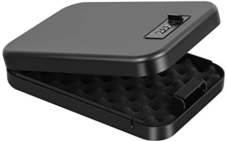 Car Gun Safe for Pistols, Handgun Safe with Combination Lock for Nightstand, Portable Travel Pistol Safe for Car Home Truck