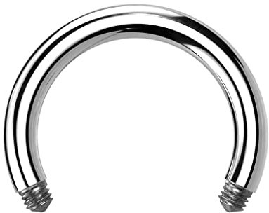 Paula & Fritz® Piercing Ersatz-Stab Hufeisen 12-mm Titan-IUM Grade 23 Außen-Gewinde 1,6-mm Stärke Kombinierbar Circular Barbell Gebogen Septum-Piercing