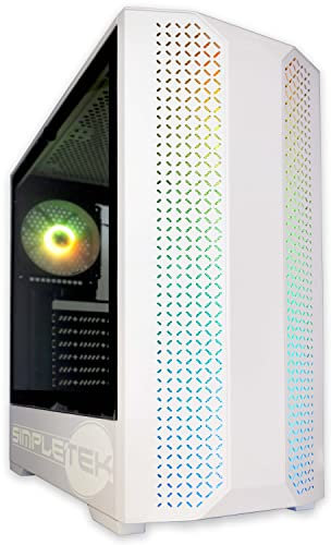 Simpletek Case RGB Cabinet Gaming Jeux ATX Micro Mini BLANC BLANC USB 3.0 Audio HD LED Rainbow strip Ventilateurs PC Fixé Assemblé