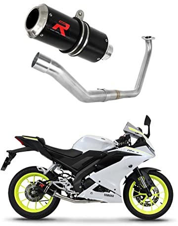 DOMINATOR Ligne complète d'échappement Collecteur Silencieux GP NOIR compatible avec YZF R125 2019-2021