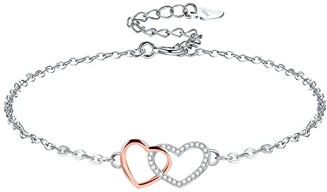 VANSZA Damen Liebe Herz Armband 925 Sterling Silber Freundschaft Zirkonia Armbänder Personalisierter Schmuck Geschenk Einstellbar für Frauen